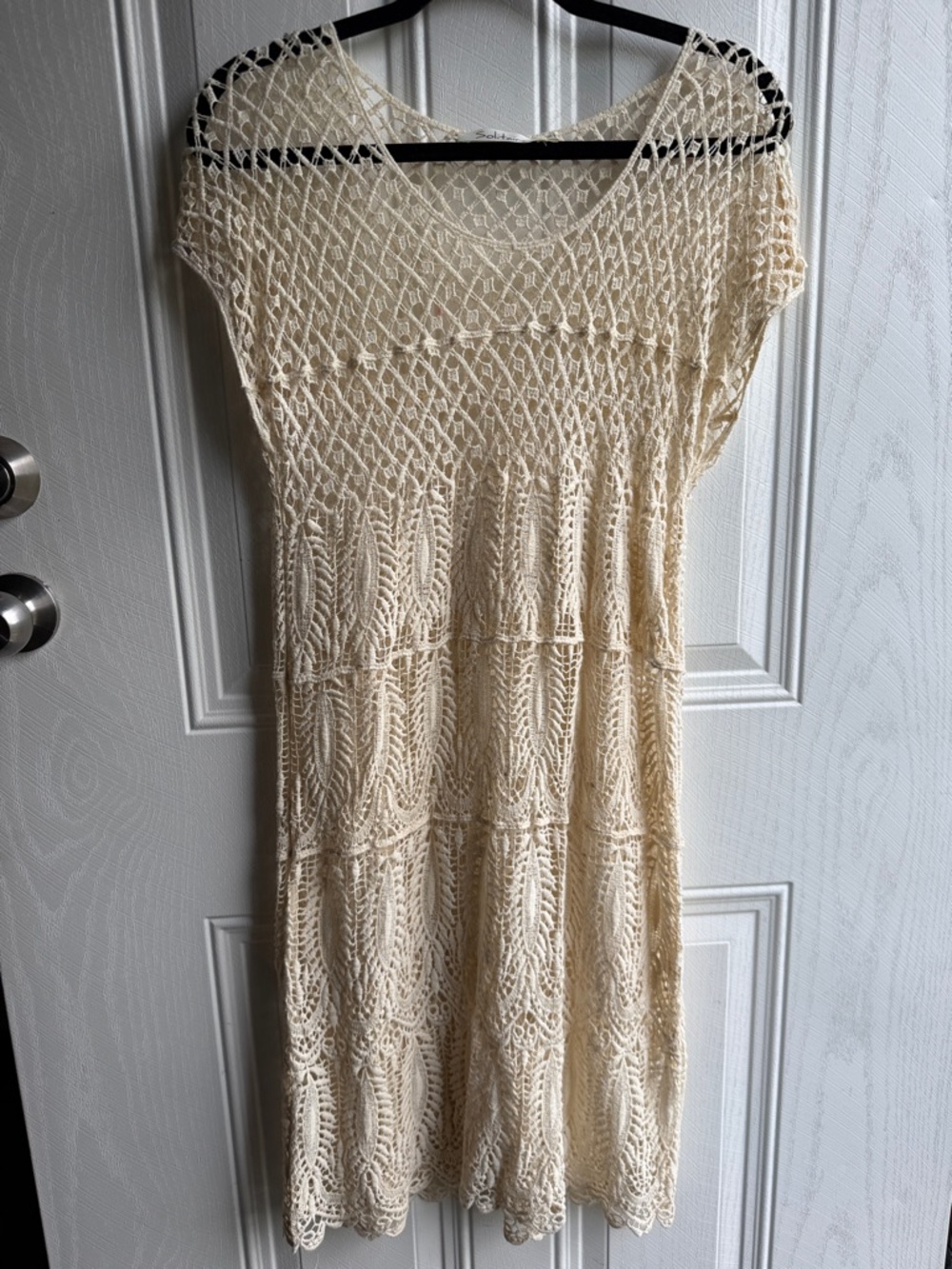 Solitaire Women's Cream Crochet Knit Dress Size S